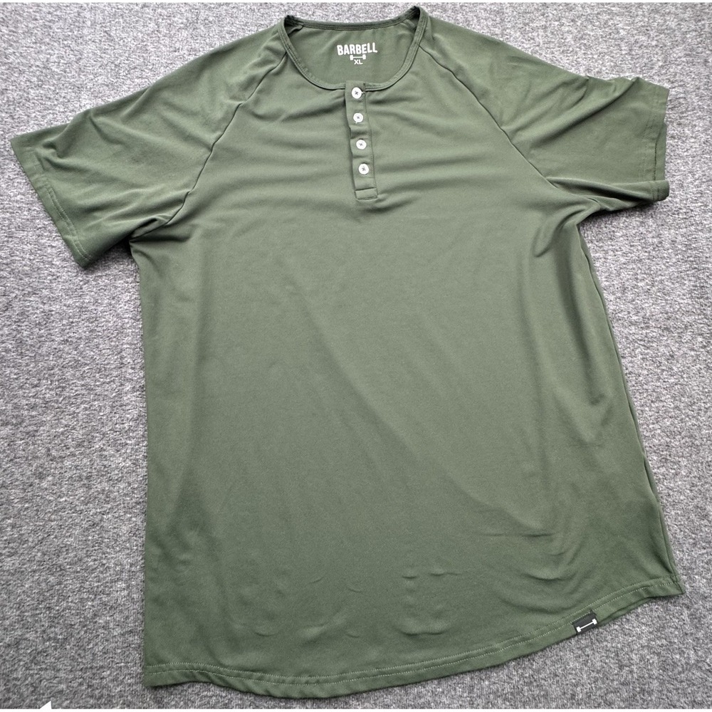 Barbell Men's Olive Green Short Sleeve Henley